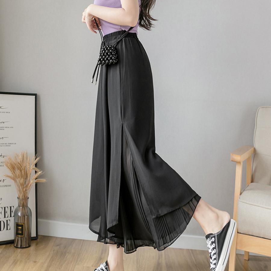 ワイドパンツ シフォン ガウチョパンツ春夏【ゆうパケット可】