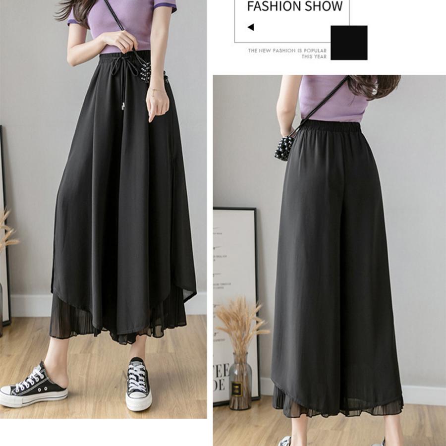 ワイドパンツ シフォン ガウチョパンツ春夏【ゆうパケット可】