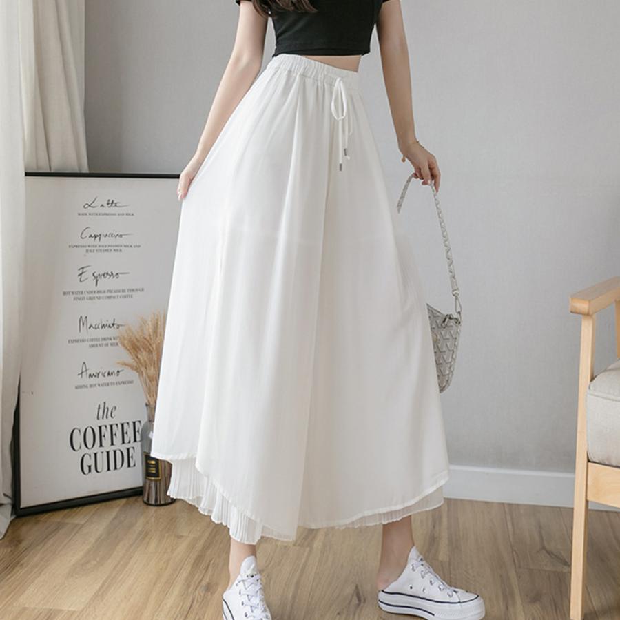 ワイドパンツ シフォン ガウチョパンツ春夏【ゆうパケット可】