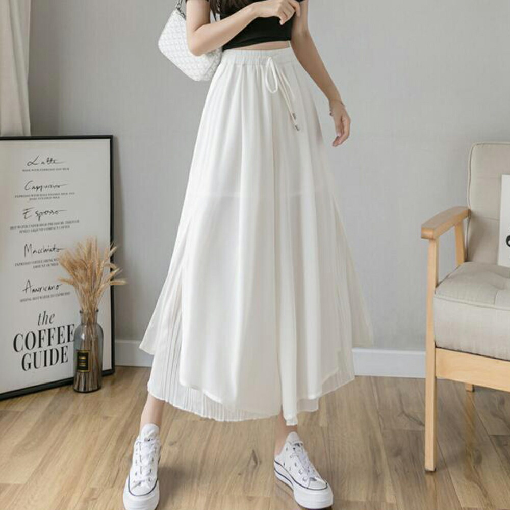 ワイドパンツ シフォン ガウチョパンツ春夏【ゆうパケット可】