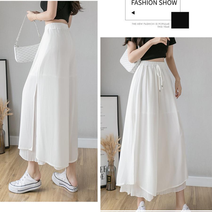 ワイドパンツ シフォン ガウチョパンツ春夏【ゆうパケット可】